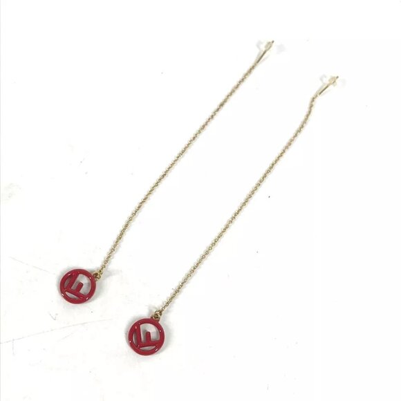 FENDI Accessories F is Chain Long Pierce Metal Gold/Red - Picture 1 of 9